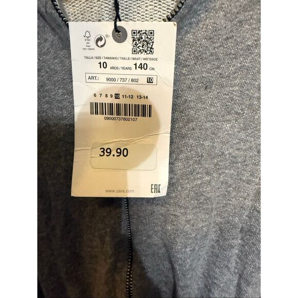 Zara Girls Zip-up Drawstring Waist Hooded One Piece Jumpsuit Gray Sz 10 NWT - Picture 12 of 12